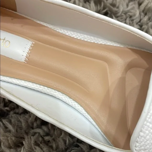 Franco Sarto White Loafers with Gold Accent - Picture 3 of 4